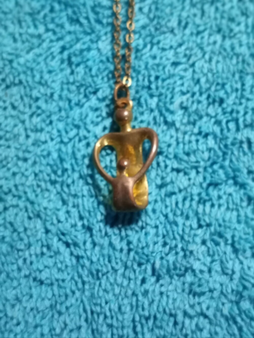 Gold-Tone Abstract Figure Pendant Necklace - Mother And Child